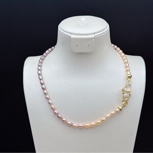 26X6 Handmade Freshwater Pearl Ombré Rice shape Pearl Necklace